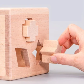 Medinės Formos Rūšiavimo Dėžės Kūdikių Geometrinis Blokai Rūšiavimo & Atitikimo Žaidimas Žaislai Anksti Formų Pažinimo Mokymosi