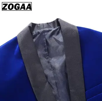 ZOGAA 2019 Mens Classic 3 Gabalus Nustatyti Aksomo Kostiumus Stilingas Bordo Royal Blue Black Vestuvių Jaunikis Slim Fit Smokingas Prom Kostiumas