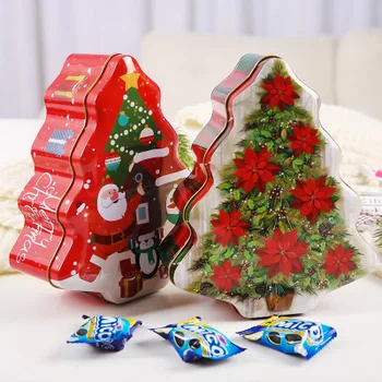 Kalėdų naujas medžio formos alavuotoji skarda gali dovanų dėžutė saldainių gali vaikai dovanų dėžutėje apdailos reikmenys
