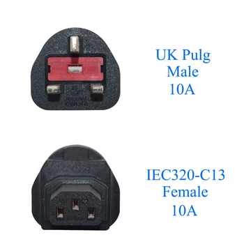 JK IEC320 C13 Energijos Konversijos Kištuko,UK 3 šakės Konverteris,IEC320 C13 3 skylę į UK 3 pin AC maitinimo adapteris