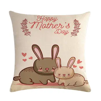45cm*45cm Laimingas motinos diena mažai animacinių filmų gyvūnų lino/medvilnės mesti pagalvių užvalkalus sofos pagalvėlė padengti namų dekoratyvinės pagalvės
