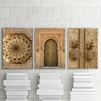 Aukso Marokas Durų Fonai Namų Dekoro Nuotraukos Architektūros Plakatai Sienos Meno Tapybos Drobės Nuotrauka Už Kambarį