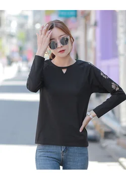 Marškinėliai Moterims, juoda Ponios Viršų Tee Marškinėliai Vasaros Drabužių