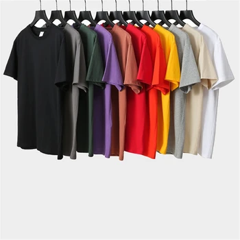 Vyriški vasarą, pavasarį 11-spalvos apvalios kaklo medvilnės trumparankoviai mados tendencija vientisos spalvos laukinių atsitiktinis palaidų t-shirt dugno marškinėliai