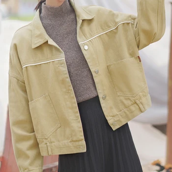 Moterų Džinsinio Striukė 2020 M. Pavasario Rudens Mados Kišenės, Viena Breasted Džinsai Trumpas Kailis Atsitiktinis Korėjos Stiliaus Plonas Kietas Viršutinių Drabužių Siuvimas