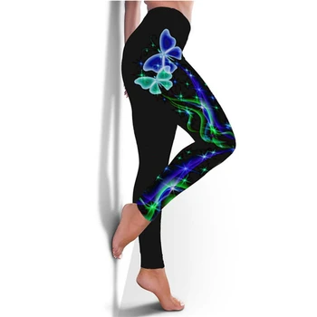 2020 Naujas Mados 2XL 3D Drugelis Plius Dydis Antblauzdžiai High Waisted Sweatpants Moteris Kelnės Holografinis Treniruotės Legging Trouesrs