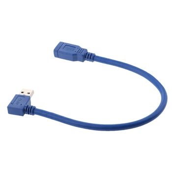 Trumpas SuperSpeed USB 3.0 Vyrų ir Moterų ilgiklis stačiu Kampu Jungtis (1Feet 30 cm, Mėlyna) A#