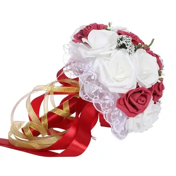 Vestuvių prekių nuotaka, turintis gėlių putos, modeliavimo vestuvių fotografija rekvizitai valdos puokštės rose pearl bridesmaid 30O22