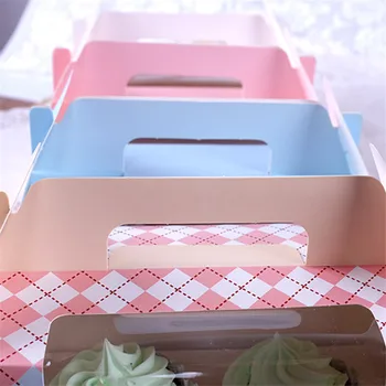 10vnt 2 Pak Cupcake Blynai Nešiojamų Dėžutė su langeliu Rankų darbo Putėsiai Pudingas Ledų Saldainiai, Pakavimo Krepšys