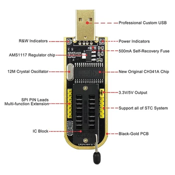 SOP8 SOIC8 Bandymo Įrašą EEPROM 25CXX / 24CXX su CH341A 24 25 Serijos, EEPROM, Flash Bios USB Programuotojas