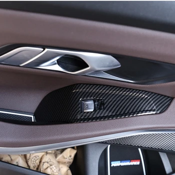 4pcs ABS Anglies/Chrome Stiliaus Automobilio Stiklo Pakėlimo Jungiklį Skydelis Blizgančiais Vidinę Atramą Dekoratyvinis Rėmelis BMW 3 Serijos G28 2020 m.