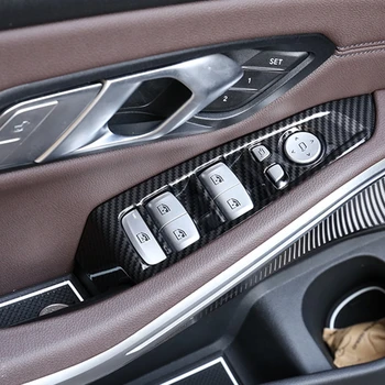 4pcs ABS Anglies/Chrome Stiliaus Automobilio Stiklo Pakėlimo Jungiklį Skydelis Blizgančiais Vidinę Atramą Dekoratyvinis Rėmelis BMW 3 Serijos G28 2020 m.