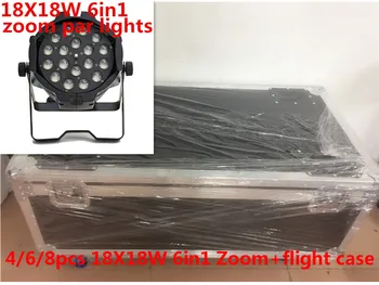 4/6/8 pz 18x18 Transfokavimo Luci LED Par con 1 skrydžio atveju rgbwa uv 6in1 led par luce dj Controller dmx luci Led Zoom Par Luce