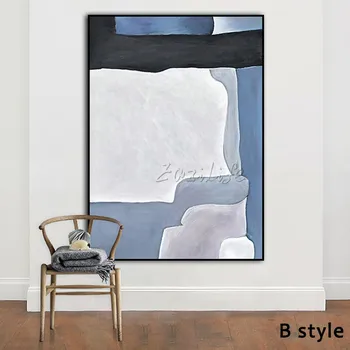 Drobė, tapyba cuadros decoracion akrilo mėlyna ir juoda tapybos Sienos menas Nuotraukas kambarį šiuolaikinio abstraktaus qudraos105