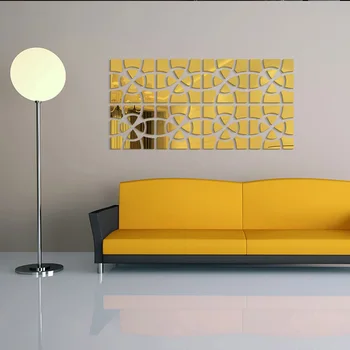 MEYA Geometrinis Menas Veidrodžio Efektas 3D Sienų Lipdukas, TV Foną, Durų Dekoratyvinis 