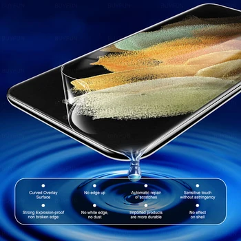 Samsung Galaxy S21 Ultra S21 Plus 2 in 1 Pilnas draudimas Screen Protector Hidrogelio Kino Minkštas Objektyvo Raštas Ne Apsauginis Stiklas
