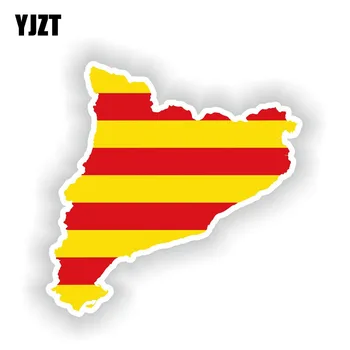 YJZT 13.9 CM*13.9 CM Automobilį Optikos Katalonijos Žemėlapis, Vėliava Automobilių Lipdukas Atspindintis Lipdukas 6-1607