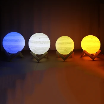 3D LED Lempos Spausdinimo Lempos Naktį Šviesos Pritemdomi Touch & Nuotolinio Valdymo pulto 16 color USB Papildytos Mediniais Laikiklis Kūrybos Dovana