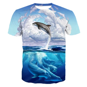 Kietas Plaukioja Delfinų Spausdinti Mados vyriški trumpomis Rankovėmis T-Shirt