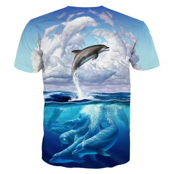 Kietas Plaukioja Delfinų Spausdinti Mados vyriški trumpomis Rankovėmis T-Shirt