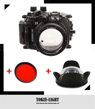 40m po vandeniu Vandeniui Korpusas Nardymo Camera Case Bag for NIKON J5 10-30MM Objektyvą Su 67mm Raudoną filtrą Platus Angelas Dome objektyvas