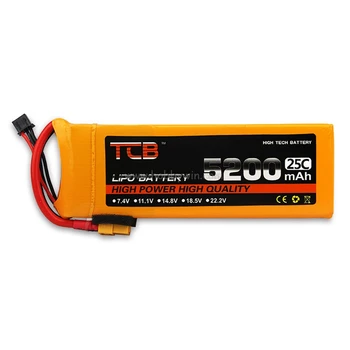 7.4 V/2S 5200mAh 25C LiPO Baterija XT60-plug Sprogo 40C RC modelio transporto priemonė, Lipolymer maitinimo blokas