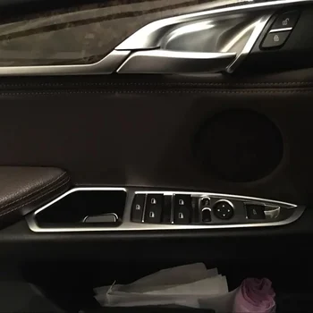 JEAZEA 4Pcs ABS Chrome Plokštė Durų duryse esantį Mygtuką Skydelio Dangtelį Rėmo Apdaila Lipdukas BMW X5 X6 2016 2017 2018