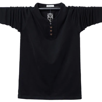 Nauja Rudens Žmogaus T-Shirt Mados 2019 M. Rudenį ilgomis Rankovėmis Medvilnės Marškinėliai Vyrams Mygtuką Viršūnes Atsitiktinis Vyrų Drabužiai Plius Dydis 5XL 6XL