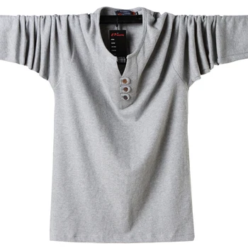 Nauja Rudens Žmogaus T-Shirt Mados 2019 M. Rudenį ilgomis Rankovėmis Medvilnės Marškinėliai Vyrams Mygtuką Viršūnes Atsitiktinis Vyrų Drabužiai Plius Dydis 5XL 6XL