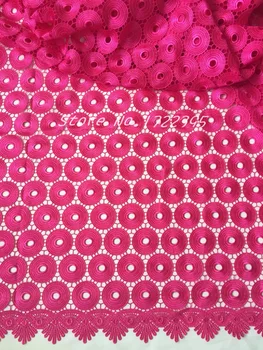 Geriausia pardavimo aukštos kokybės Afrikos laido nėrinių audinys su ratu modelis H1005 Gražus audinys fushia rožinė spalva