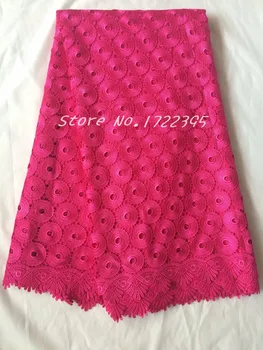 Geriausia pardavimo aukštos kokybės Afrikos laido nėrinių audinys su ratu modelis H1005 Gražus audinys fushia rožinė spalva