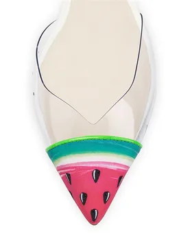 Naujas Dizainas Mielas Arbūzas Dot Moterų Siurbliai Jessica Aukštakulniai Vestuviniai Bateliai Moteris paslydo Ant PVC Oda Moterų Batai Zapatos Mujer