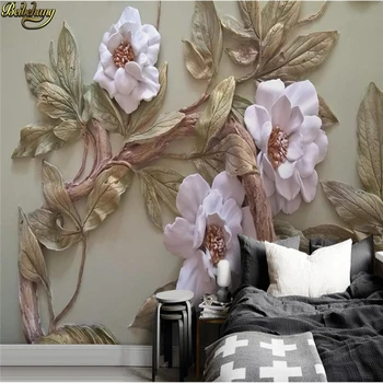 Beibehang užsakymą Įspaustas Gėlė, Medis ekrano užsklanda kambarį miegamojo sienos freskos 3D tapetų TV foną, dažymas grindų danga