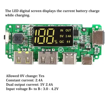 Dual USB 5V 2.4 Mikro/Tipas-C/Lightning USB Power Bank 18650 Įkroviklis Valdybos Antkainio Overdischarge Trumpo Jungimo Apsauga
