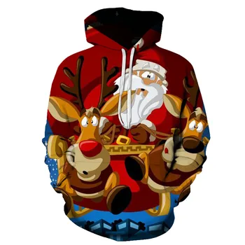 2019 Naują Kalėdų 3D Hoodies Vyrų/Moterų Rudens Žiemos 3D Atspausdintas Hoodie Kalėdos Palaidinukė Atsitiktinis Mados Megztiniai Megztinis Vyrams