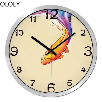 Modernus Didelis Sieninis Laikrodis Metalo Kambarį Gyvūnų Žuvų Miegamasis Silent Sieniniai Laikrodžiai, Namų Dekoro, Virtuvės Laikrodžiai Didelis Sieninis Laikrodis Naujas