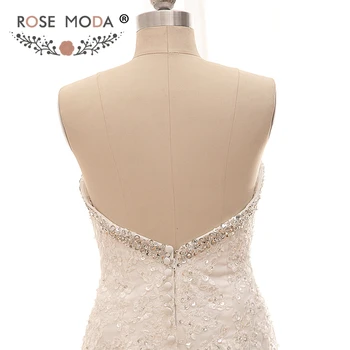 Rose Moda Nėrinių Vestuvių Suknelė su Nuimamu Striukė Nėrinių Vestuvių Suknelės Boho Iškirpti Atgal Realios Nuotraukos