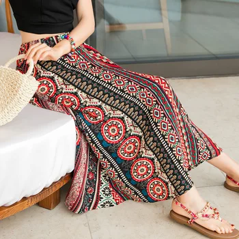 Čekijos nacionalinės vėjo retro gėlių Tailandas drabužių moterų vasaros šifono krūtinė sijonas turi ilgą atostogų kelionės