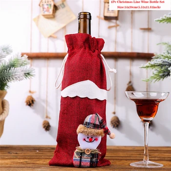 Kalėdų Dekoracijos Daugkartinio Naudojimo Raišteliu Vyno Butelis Krepšiai Raštas Padengti Lino Šampano Butelį Apima Namų Stalo Dekoras
