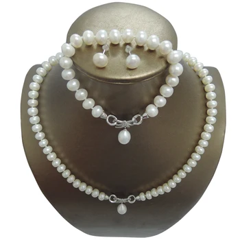 Aukštos kokybės perlų vėrinį pagaminti iš POBŪDŽIO GĖLAVANDENIŲ PERLŲ VĖRINĮ-gražus drugelis kablys.