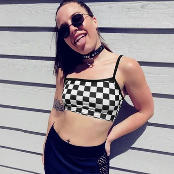 Livai mergina Seksualus Slim Pasėlių Viršų Mados Pledas 2019 M. Vasaros Top Streetwear Moterų Atsitiktinis Strappy Šalies Paplūdimys tankų