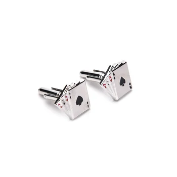 1 Pora Papuošalų 4A Pokerio rankogalių segtukai Vyrų prancūzijos Marškinių Rankogalių segtukai Kortelės Dizaino Cufflink Mados vyriški Papuošalai