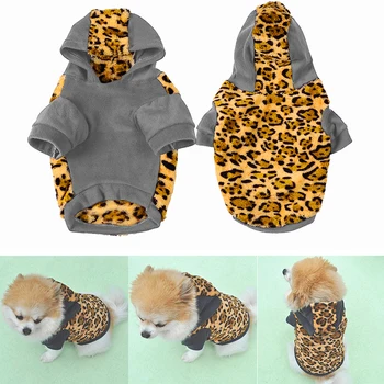 1 VNT Leopard Šuniukas Šuo Hoodies Mielas Žiemą Šiltas, Minkštas Jumpsuit Kailis Apranga Lauko Mažų Šunų, naminių Gyvūnėlių Outwear Produktų Tiekimas