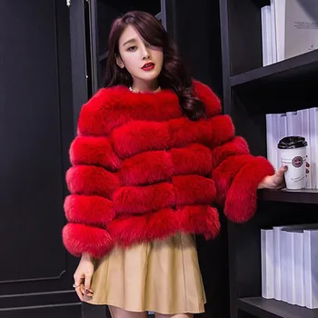 Plus Size Dirbtiniais Kailiais Striukė Paltai Moterims Žiemos Netikrą Fox Fur Outwear Moterų Storas Šiltas Kratinys Paltai Moterims Plash Kailis Femme