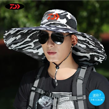 2020 Daiwa Žvejybos Skrybėlių Mados Lauko Laipiojimo Žvejys Skrybėlę UV Apsauga skėtį nuo saulės Skrybėlę Didelis Pastoge Reguliuojamas Kamufliažas Skrybėlę