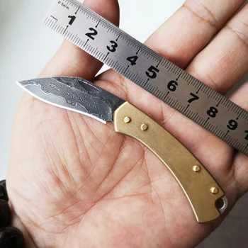 Naujo dizaino Žalvario Rankena Grynas vadovas Damasko peilis Modelio plieno lankstymo peilis lauko įrankiai savigynos peilis