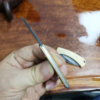 Naujo dizaino Žalvario Rankena Grynas vadovas Damasko peilis Modelio plieno lankstymo peilis lauko įrankiai savigynos peilis
