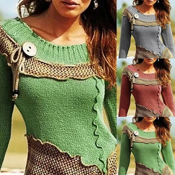Moterys, O Kaklo Kratinys Megztinis 2020 M. Rudenį Atsitiktinis Ilgomis Rankovėmis Megzti Megztinis Viršuje Moterų Elegantiškas Megztinis Džemperis