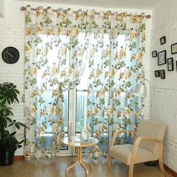 Šiuolaikinės Tiulio Windows Užuolaidos Su Klasikinis Gėlių, Prabangių Gėlių Vienspalviai Voile Vien Užuolaidų Gyvenamasis Kambarys Miegamasis Mergaičių Kambarys