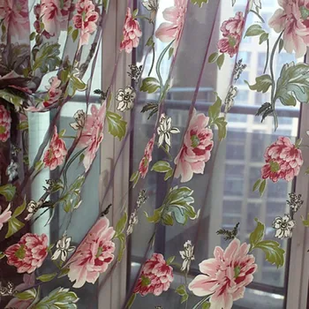 Šiuolaikinės Tiulio Windows Užuolaidos Su Klasikinis Gėlių, Prabangių Gėlių Vienspalviai Voile Vien Užuolaidų Gyvenamasis Kambarys Miegamasis Mergaičių Kambarys